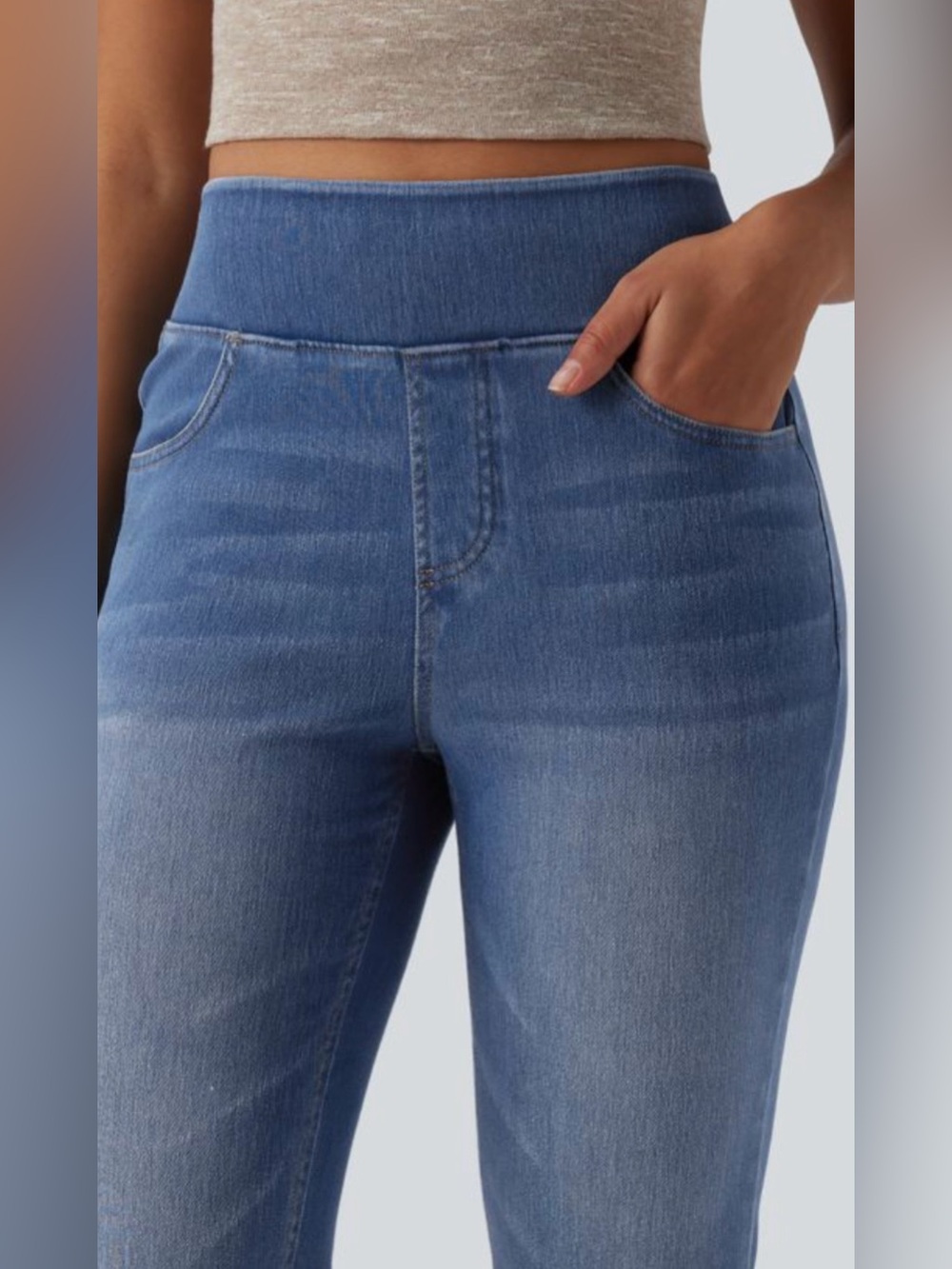 Halara Flex Style Womens High-Waisted Pull-On Stretch Denim Jeans size large NWT